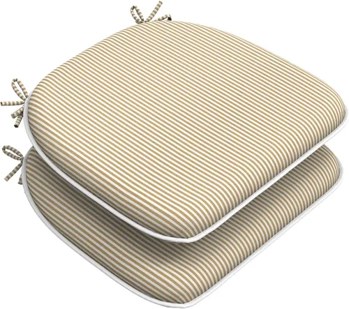 Miniatura 34 de DYTXIII Juego de 2 cojines para sillas de exterior con lazos, almohadillas repelentes al agua para sillas de patio de 17 x 16 pulgadas para muebles