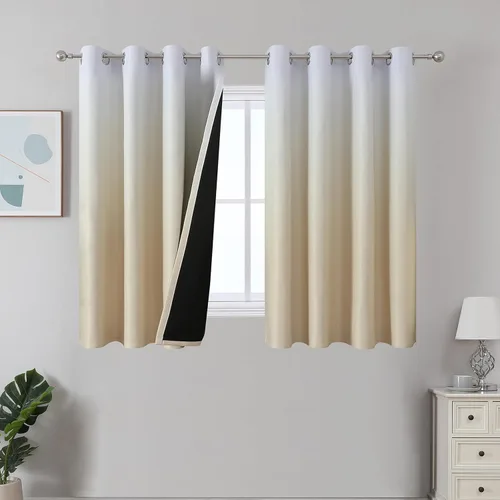 Estelar Textiler Cortinas de oscurecimiento para dormitorio color beige y blanco grisáceo de 54 pulgadas de largo, cortinas y cortinas térmicas con