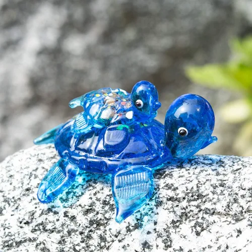 Miniatura 7 de HDCRYSTALGIFTS Figuras de tortuga marina de vidrio soplado de 2.5 pulgadas, regalo para mujeres, colección de animales marinos de vidrio hecho a