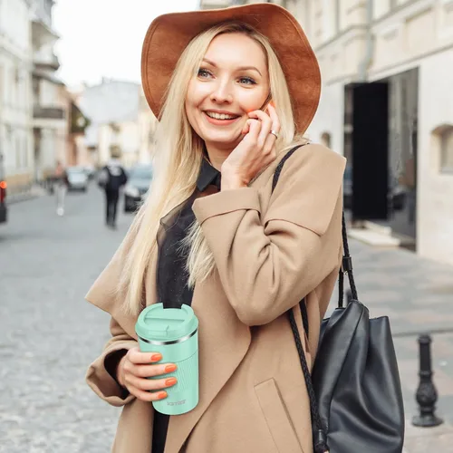Miniatura 7 de KETIEE Taza de café de 12 oz: Taza de café con aislamiento al vacío y tapa a prueba de fugas, taza de viaje de acero inoxidable con doble pared