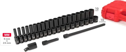 Miniatura 2 de TEKTON Juego de llaves de impacto de 6 puntos con accionamiento de 3/8 pulgadas, 41 piezas (0.236-0.945 in) SID91401