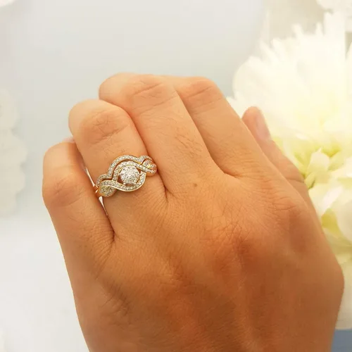 Miniatura 3 de Dazzlingrock Collection Anillo de compromiso de oro de 10 quilates con diamantes redondos de 0,40 quilates (quilates)