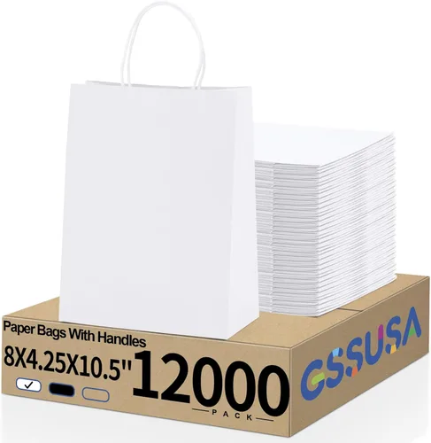 Miniatura 13 de GSSUSA Bolsas de regalo de papel de 5.25 x 3.75 x 8 pulgadas, paquete de 20000 bolsas de regalo para el día de San Valentín con asas, bolsa de papel