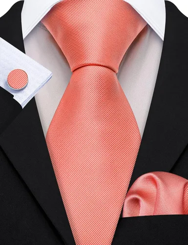 Miniatura 152 de Barry.Wang Juego de corbatas a cuadros para hombre con pañuelo gemelos de rayas clásicas