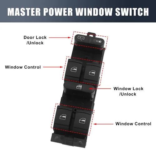 Miniatura 3 de Uxcell interruptor de ventana eléctrica para el lado del chofer para 98-05 VW Golf Jetta Passat B5 1J4 959 857 D