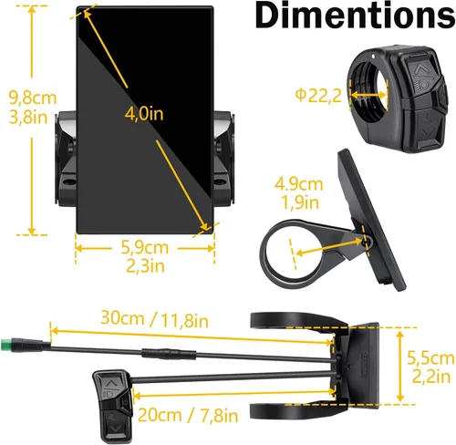 Miniatura 7 de BAFANG Display DPC18/C010 for BBS01B BBS02B BBSHD M400, M500 Mid Motor Pedal Assist eBike Computer Display with Automatic Backlight UART/CAN Protocol