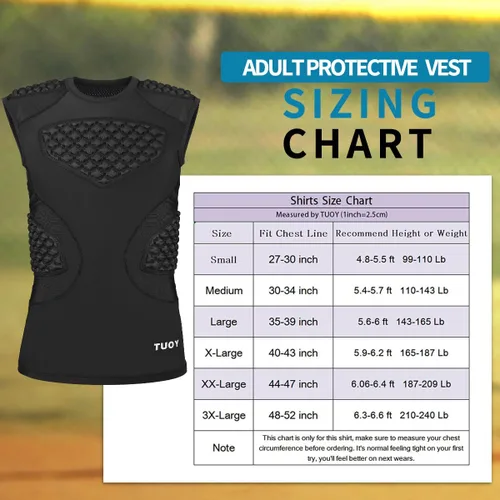 Miniatura 7 de DGXINJUN Chaleco protector de pecho de béisbol para hombre, camiseta acolchada con protector de esternón de corazón acanalado para sóftbol, fútbol