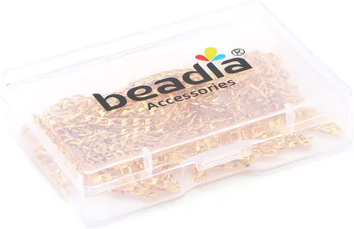 Miniatura 4 de BEADIA - Cadenas planas bañadas en oro de 18 quilates, 3 mm, 2 metros para la fabricación de joyas