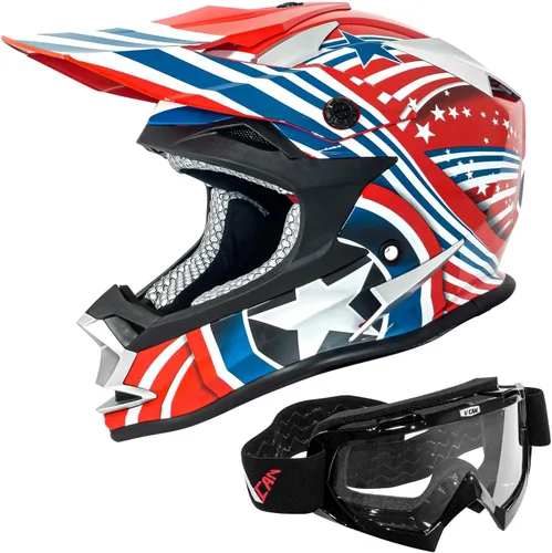 VCAN VX38 Casco para adultos ATV Motocross todoterreno, bicicleta de tierra, motocicleta de descenso con gafa, aprobado por el Departamento de