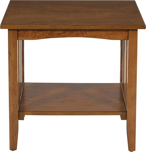 Miniatura 6 de OSP Home Furnishings Sierra - Mesa auxiliar con estante inferior de almacenamiento y paneles laterales estilo misión, color marrón ceniza