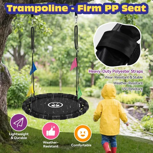 Miniatura 6 de HeyZoo Columpio de platillo de 48 pulgadas para niños y adultos, capacidad de peso de 900 libras, juego de columpio de árbol resistente para patio