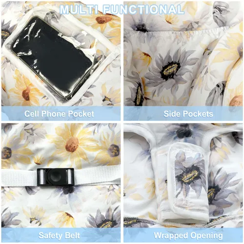 Miniatura 3 de Funda negra para carrito de compras para bebé, funda para silla alta 2 en 1 con arnés de seguridad, fundas multifuncionales con patrón de margaritas