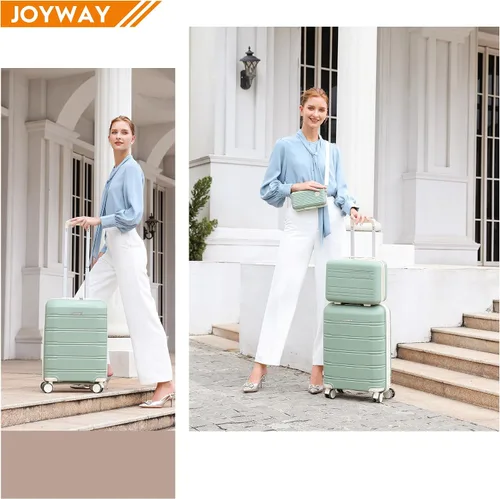 Miniatura 7 de Joyway Maletas de equipaje de mano de 20 pulgadas de polipropileno ligero con bloqueo TSA, equipaje rígido con ruedas giratorias, bolsa