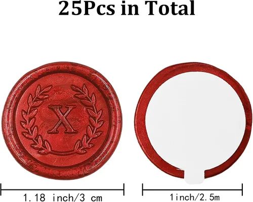 Miniatura 2 de 25 piezas de pegatinas adhesivas de sello de cera de letra X roja, hechas a mano, no necesita sello de cera, pegatinas de cera para rasgar y usar