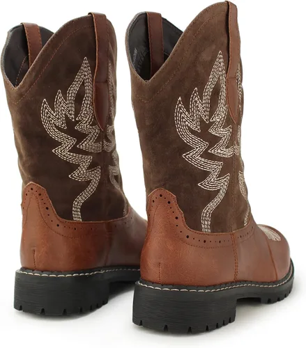 Miniatura 5 de Hawkwell Botas vaqueras occidentales de media pantorrilla para mujer, punta redonda, bordadas a la moda