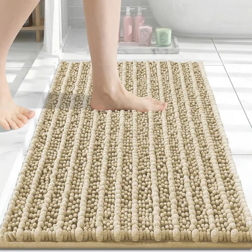 Arotive - Alfombra de baño de lujo de chenilla, extra suave, gruesa, absorbente, esponjosa, antideslizante, se puede lavar y secar a máquina,