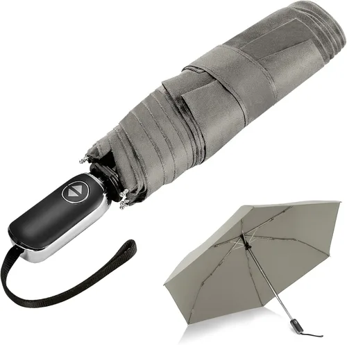 Miniatura 17 de LEAGERA Paraguas de viaje compacto para bolso, mango plano, impermeable para lluvia ligera