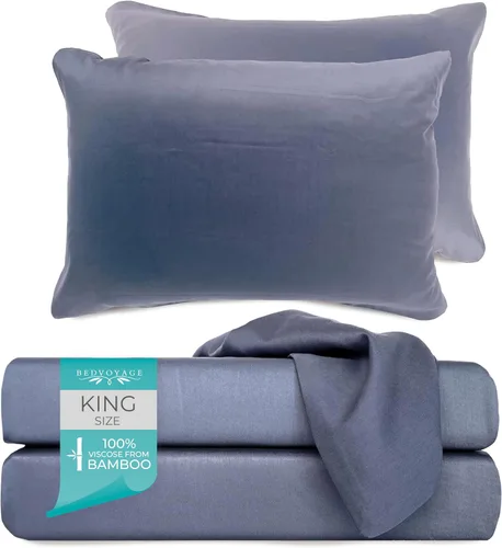 Miniatura 23 de BedVoyage Sábanas refrescantes tamaño Queen – Viscosa de bambú, juego de sábanas para personas que duermen con calor, bolsillo profundo de 18 Marfil