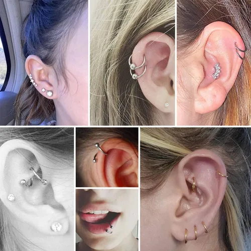 Miniatura 5 de UBOORY Aretes de cartílago, aretes hipoalergénicos, joyería de piercing para tragus, aretes de daith, aretes de hélice, joyería de piercing