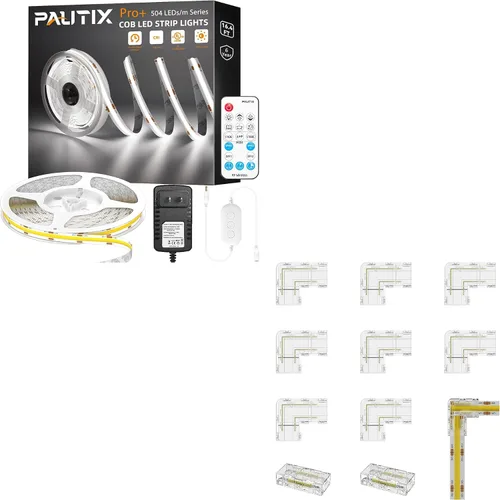 PAUTIX COB - Tira de luces LED de 16.4 pies, luz blanca diurna 6500 K, tira de luz LED regulable CRI85+, cinta de luces LED superbrillantes de 24 V