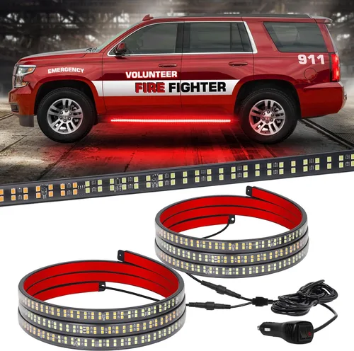Miniatura 7 de XRIDONSEN 2 tiras de luces estroboscópicas ámbar de 60 pulgadas, 720 luces LED para estribo, luces intermitentes de advertencia de peligro