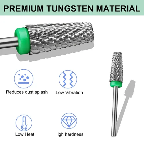Miniatura 3 de Broca de carburo de tungsteno 5 en 1, broca de uñas electrónica de barril cónico para uñas de gel acrílico, eliminación de forma de uñas doble