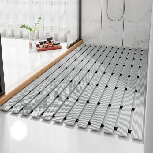 Miniatura 3 de Alfombrillas de ducha con rayas cuadradas, suaves, antideslizantes, 12 unidades de 11.8 x 11.8 pulgadas, tapetes de baño entrelazados, tapete