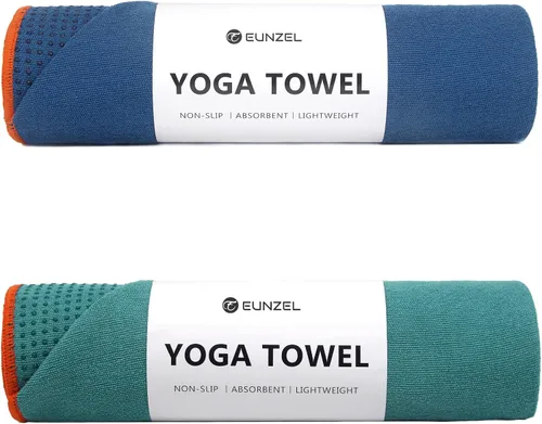 Eunzel Paquete de 2 Toallas de Yoga Caliente con Punto de Agarre, Toalla de Tapete de Yoga Antideslizante Absorbente de Sudor para Yoga Caliente,