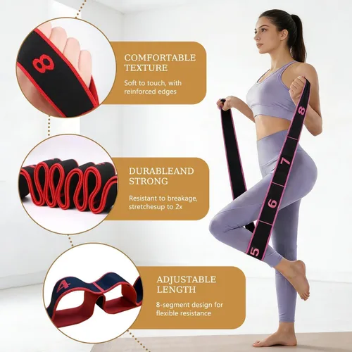 Miniatura 5 de Banda de resistencia de fitness para estiramiento y yoga, banda de resistencia elástica numérica con marcas claras, bandas elásticas de 2 pzas