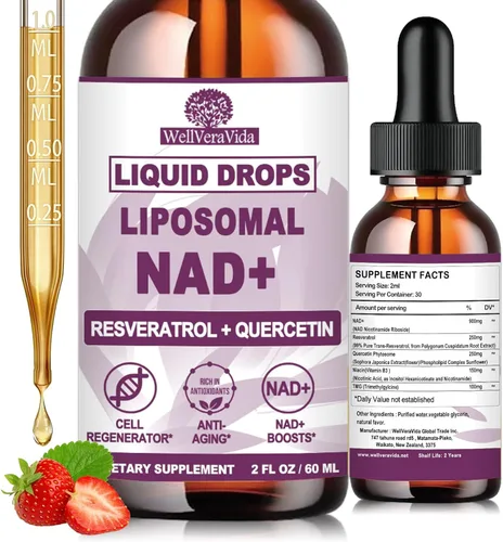 NAD+ Suplementos para hombres y mujeres, suplemento liposomal Nad+ alternativo NMN extra fuerte con resveratrol quercetina para energía celular y