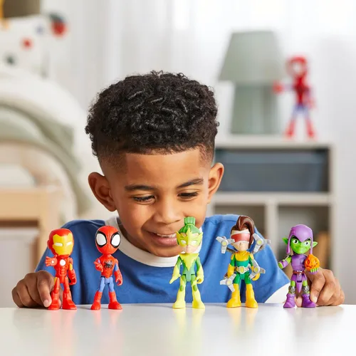 Miniatura 9 de Spidey y sus increíbles amigos Hasbro Marvel, paquete de amigos y enemigos, 5 figuras de acción, 4 pulgadas, juguetes de superhéroes preescolares