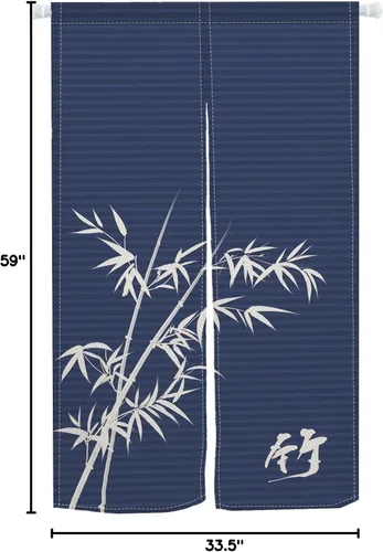 Miniatura 6 de Cortina de Puerta de Pintura Tradicional China, Bambú Azul, Noren Japonés Partición de Dormitorio Divisor de Cocina Decoración de Puerta de Baño