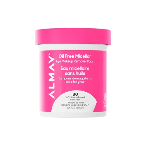 Almay Almohadillas desmaquillantes biodegradables, micelares suaves, hipoalergénicas, sin fragancia, dermatólogos y oftalmólogos, 80 unidades