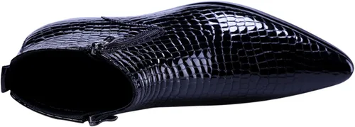 Miniatura 4 de SANTIMON Botas casuales con cremallera y punta puntiaguda, de cuero de charol para hombre