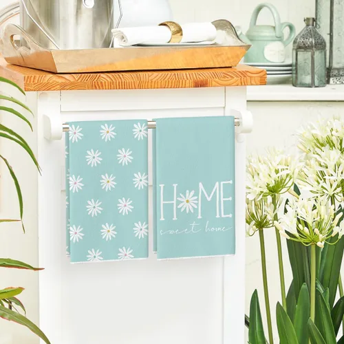 Miniatura 4 de Artoid Mode Blue Home Sweet Home Flowers - Juego de 2 toallas de cocina, 18 x 26 pulgadas, decoración de verano, juego de 2 toallas de mano
