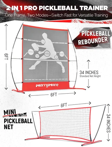 Miniatura 4 de Pickleball Practice Rebounder Net: Pickleball Rebounder or 6FT Mini Pickle Ball Net Portable for Outdoor Driveway Backyard and Indoor Garage - 2in1