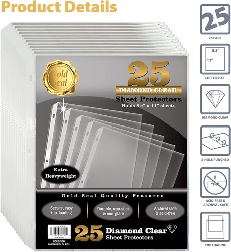 Miniatura 8 de Gold Seal, 25 protectores de hojas extra pesados, 4 mils de grosor, 8.5 x 11 pulgadas, carga superior, paquete de 25