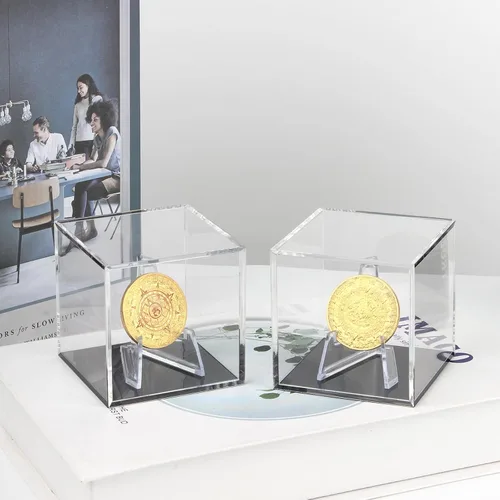 Miniatura 2 de Caja de exhibición de medallas de trofeos de acrílico con mini caballete, estuche de almacenamiento de múltiples anillos para anillos de campeonato