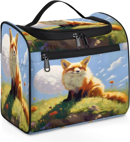 Miniatura 11 de cfpolar Animal Fox Flores Colgantes Neceser de Viaje Neceser Organizador de Maquillaje Bolsa de Almacenamiento de Cosméticos Baño Bolsa