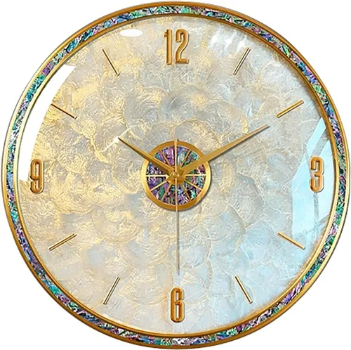 Reloj de pared decorativo de vidrio, reloj de pared brillante de carcasa redonda, reloj de pared vintage de vidrio para sala de estar, dormitorio,
