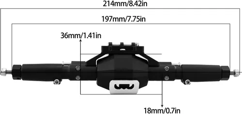 Miniatura 3 de Kit de eje delantero y trasero con patrón de diamante anodizado de aluminio CNC para 1/10 RC Track Vehicle SCX10 II 90046 90047 (negro)