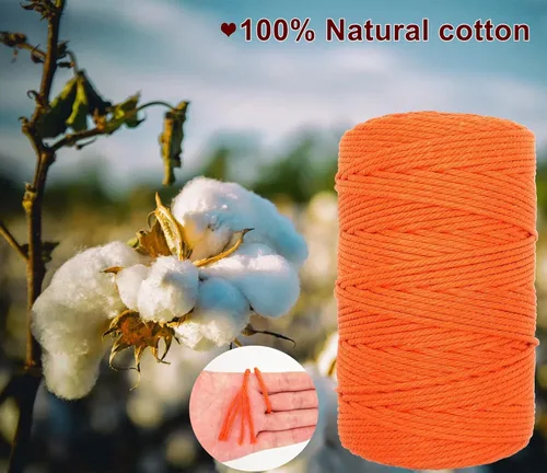 Miniatura 3 de Cuerda de algodón de 0.118 in, cuerda de cordel de 220 yardas, cuerda de macramé de algodón 100% natural para colgar plantas, colgar en la pared