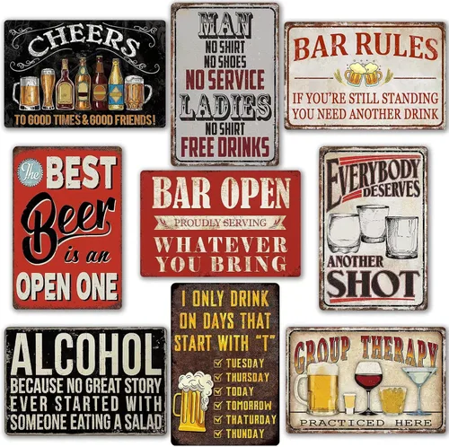 Letreros Divertidos de Bar para Decoración de Bar en Casa Letreros de Metal de Hojalata Vintage Letrero de Cueva de Hombre Accesorios de Bar