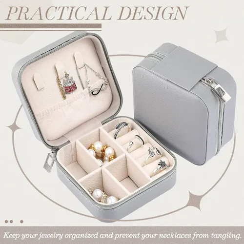 Miniatura 23 de Yinkin 12 piezas de mini joyero de viaje para dama de honor, organizador de aretes de piel sintética, accesorios de viaje a granel, soporte portátil