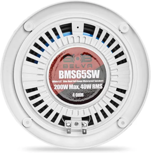 Miniatura 6 de BELVA BMS65SW 400W Peak (80W RMS) 6.5" Altavoces Marinos Coaxiales Blancos de Montaje Poco Profundo de 2 Vías para Barcos/ATV/UTV/SxS/Powersport