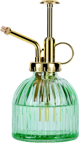 Miniatura 13 de Glass Plant Mister - Botella rociadora de agua de vidrio verde de 6.5 pulgadas con bomba superior dorada, rociador de plantas pequeñas para plantas