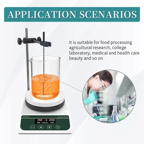 Miniatura 5 de Lab Digital - Agitador magnético de 590 ℉/590.0 °F para placa caliente, mezclador magnético de 3 L, ajuste de sincronización de placa calefactora