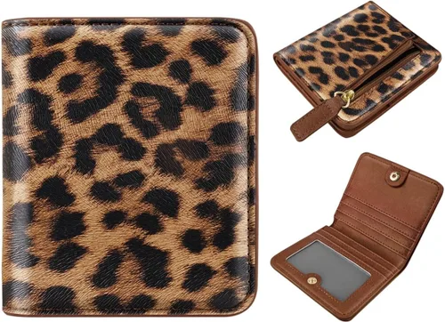 Miniatura 12 de Cartera pequeña con bloqueo RFID para mujer, con bolsillo plegable y compacto, lindo soporte para tarjetas de crédito, ranura para monedas, monedero