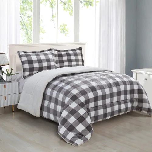 Miniatura 16 de Elegant Comfort Juego de edredón de calidad premium de peso pesado de micromink con respaldo de sherpa reversible alternativo al plumón de Negro