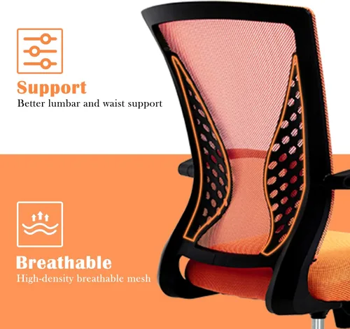 Miniatura 12 de Silla de oficina en casa, silla de escritorio ergonómica, respaldo medio, silla de computadora de PC con soporte lumbar y reposabrazos, silla
